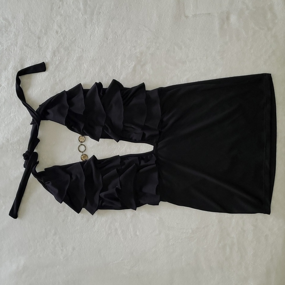 NWOT Espiral Lingerie Black Ruffle Sexy Blouse
